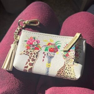 Floral Animal Print Cream Coin Purse